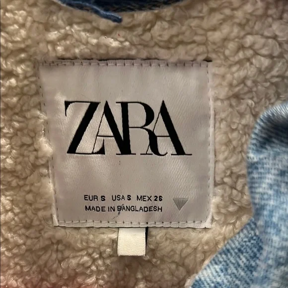 Zara Light Blue Sherpa Lined Denim Oversized Jean Jacket size small women’s - Picture 3 of 10